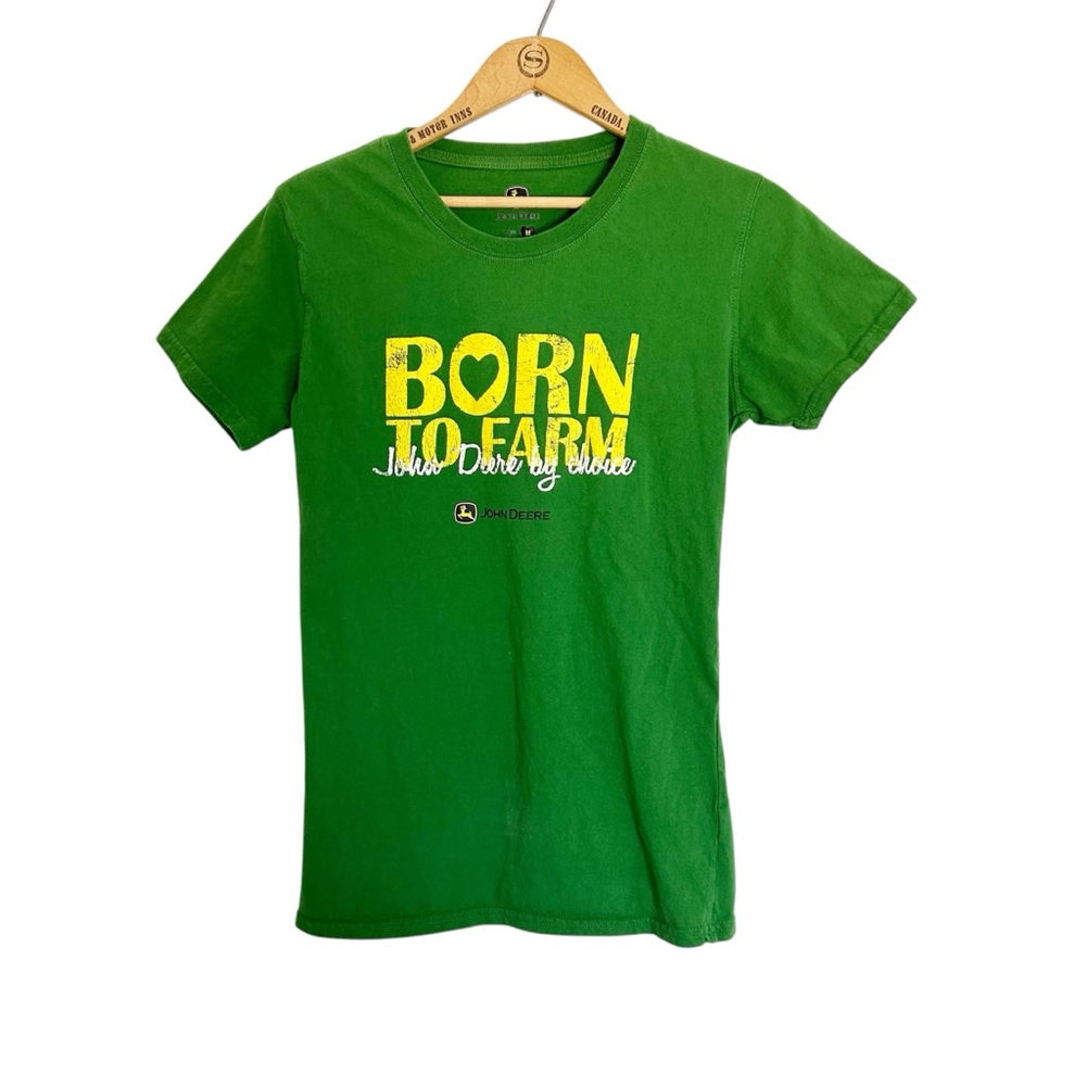 John Deere Green Cotton T-Shirt Born to Farm John Deere by Choice Size Medium